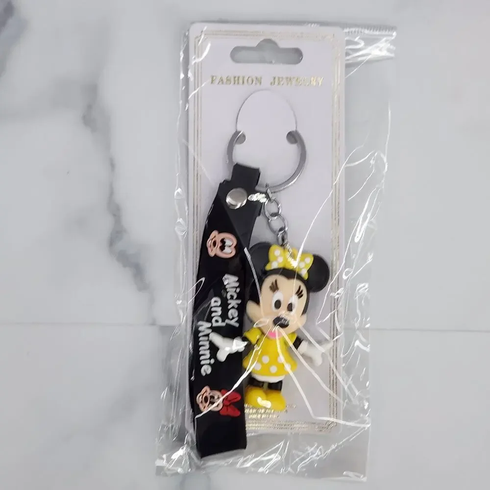 Disney's Minnie Mouse 3D Figure Keychain & Strap Bag Charm PVC Silicone Yellow
